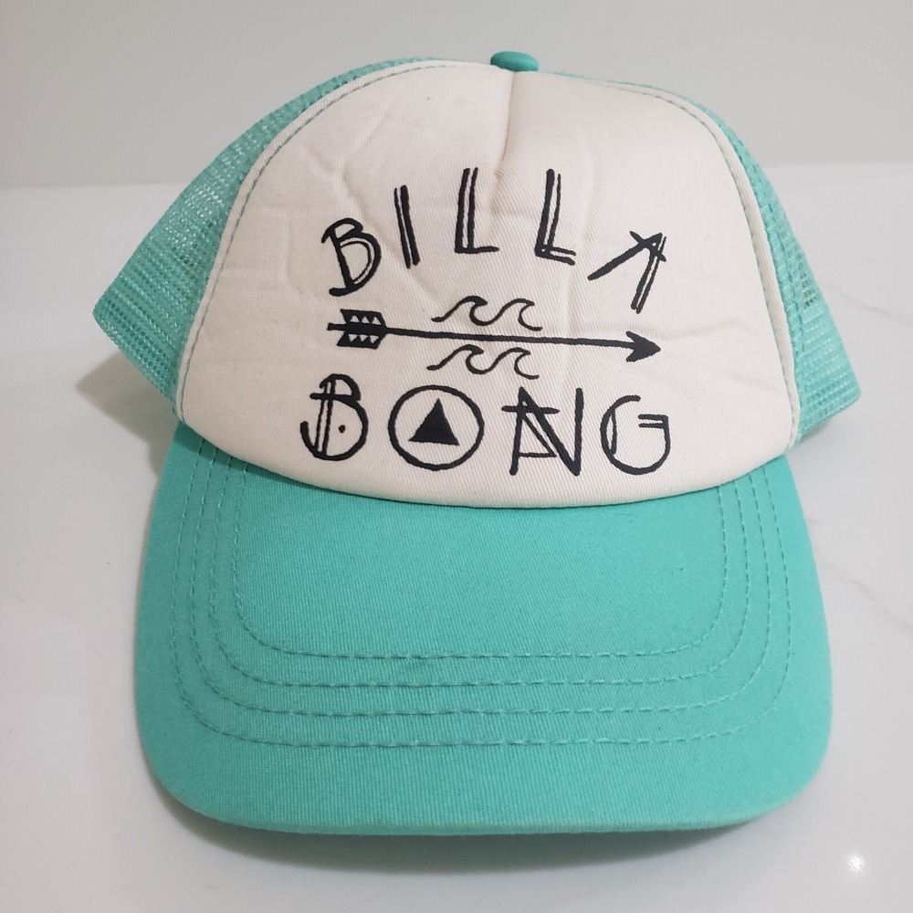 Billabong Hat Cap Womens Snapback Blue White Trucker Mesh Surf Surfer Surfing